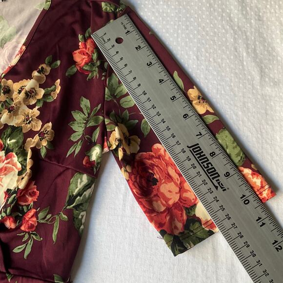 Stillettos Women’s 3/4 Sleeve V-neck Slit Front Floral Maxi Dress size M,Purple - Picture 6 of 9